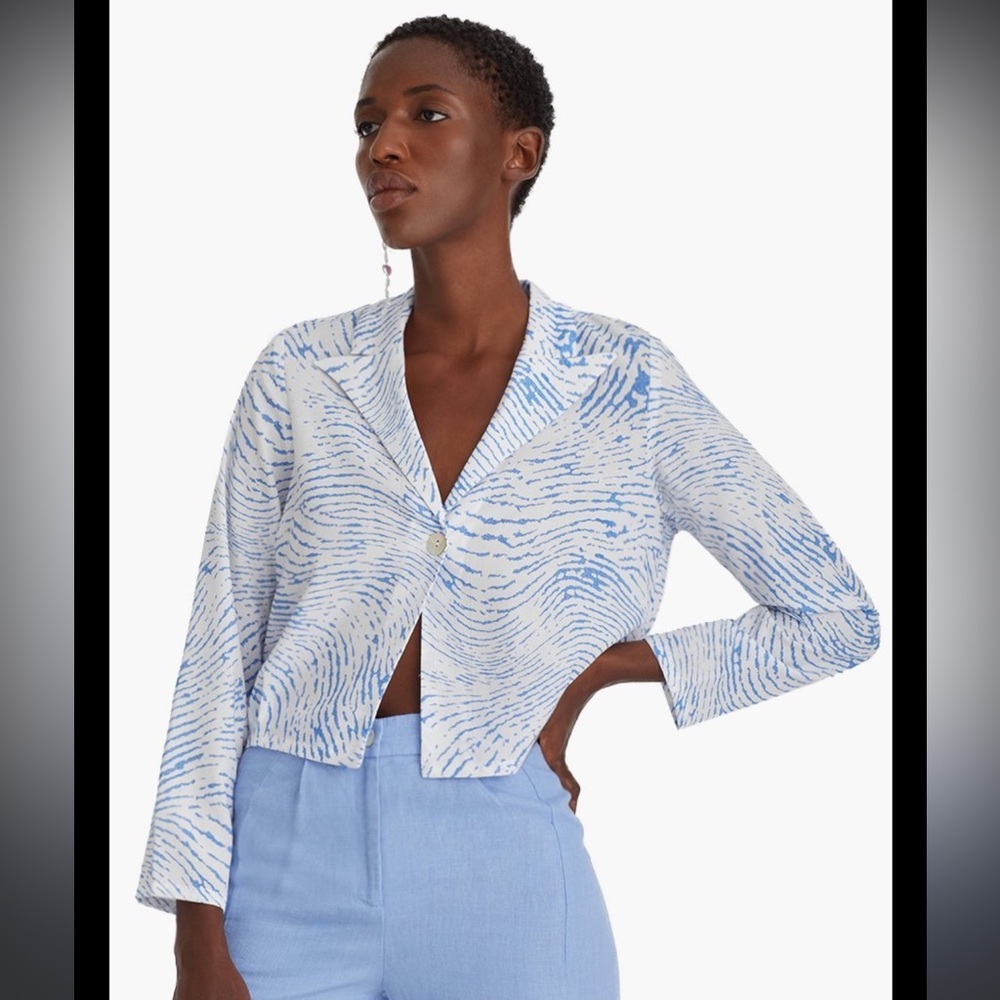 Paloma Wool Blue and White Patterned Top